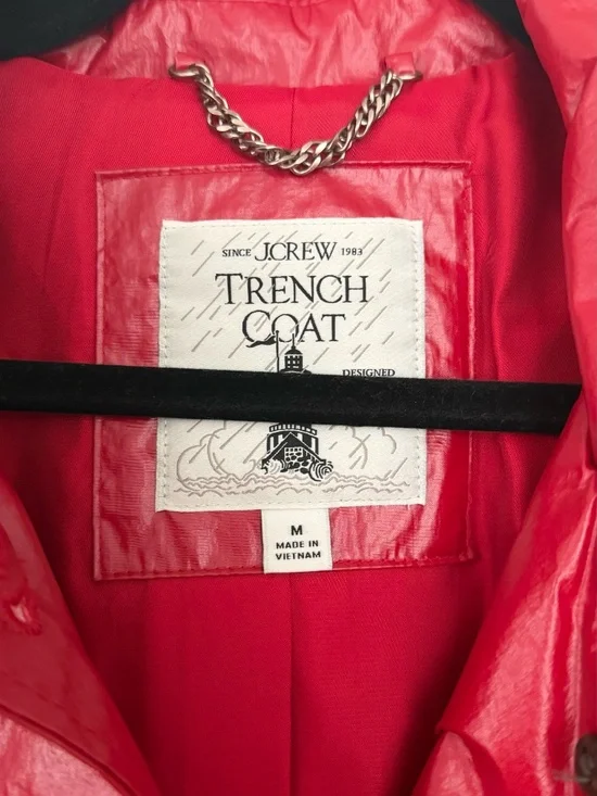 J Crew Rain or Shine Trench Coat in Red Patent Sz Medium - Picture 6 of 7